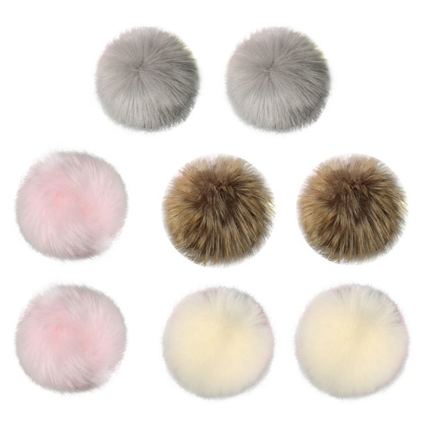 DIY 8Pcs Faux Fox Fur Fluffy Pompom Ball for Knitting Hat Hats